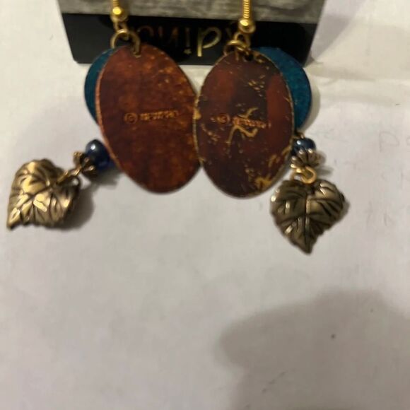 Vintage Signed Adina Metal Drop Earrings. - Picture 4 of 5